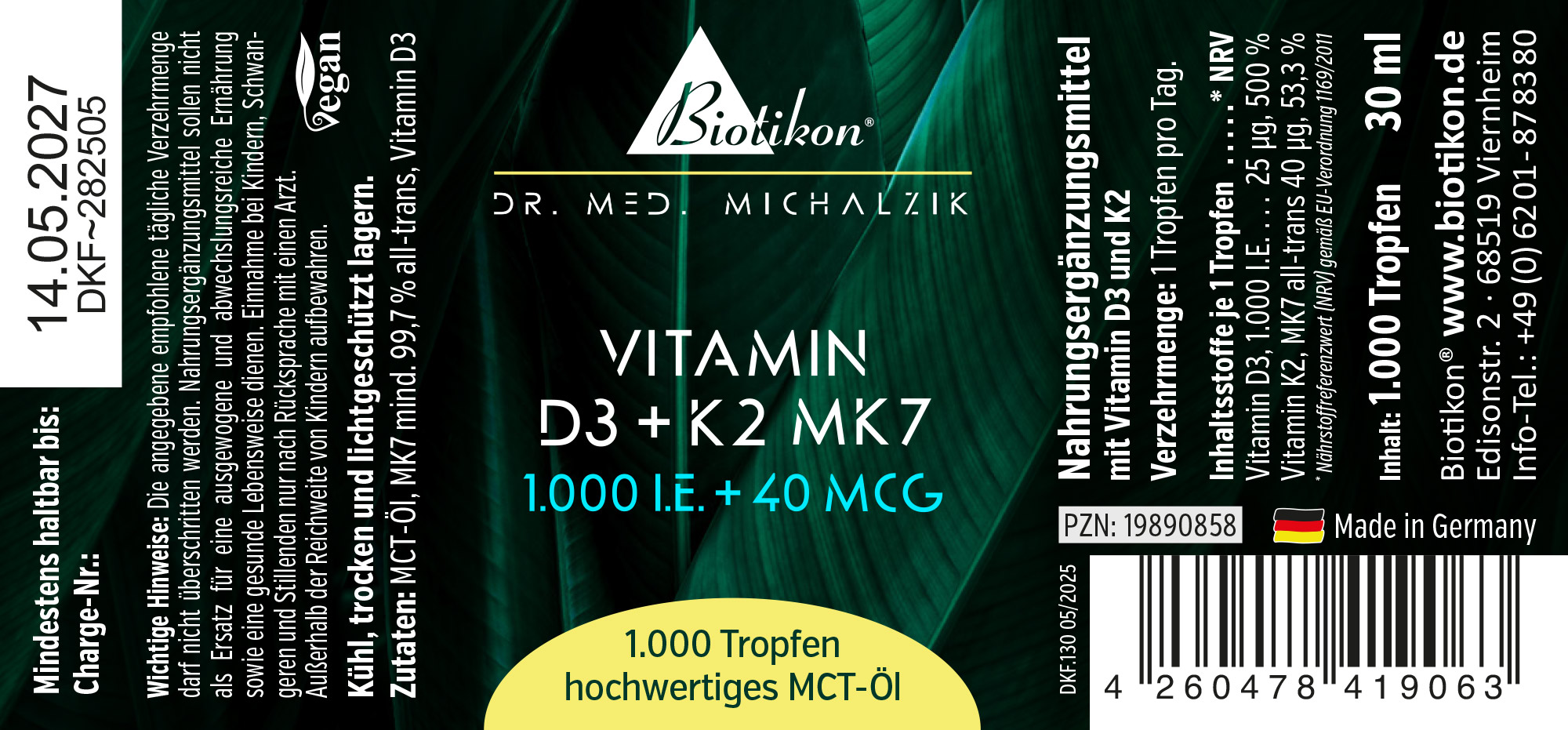 Vitamin D3 + K2 MK7, 1,000 IU + 40 mcg (30 ml)