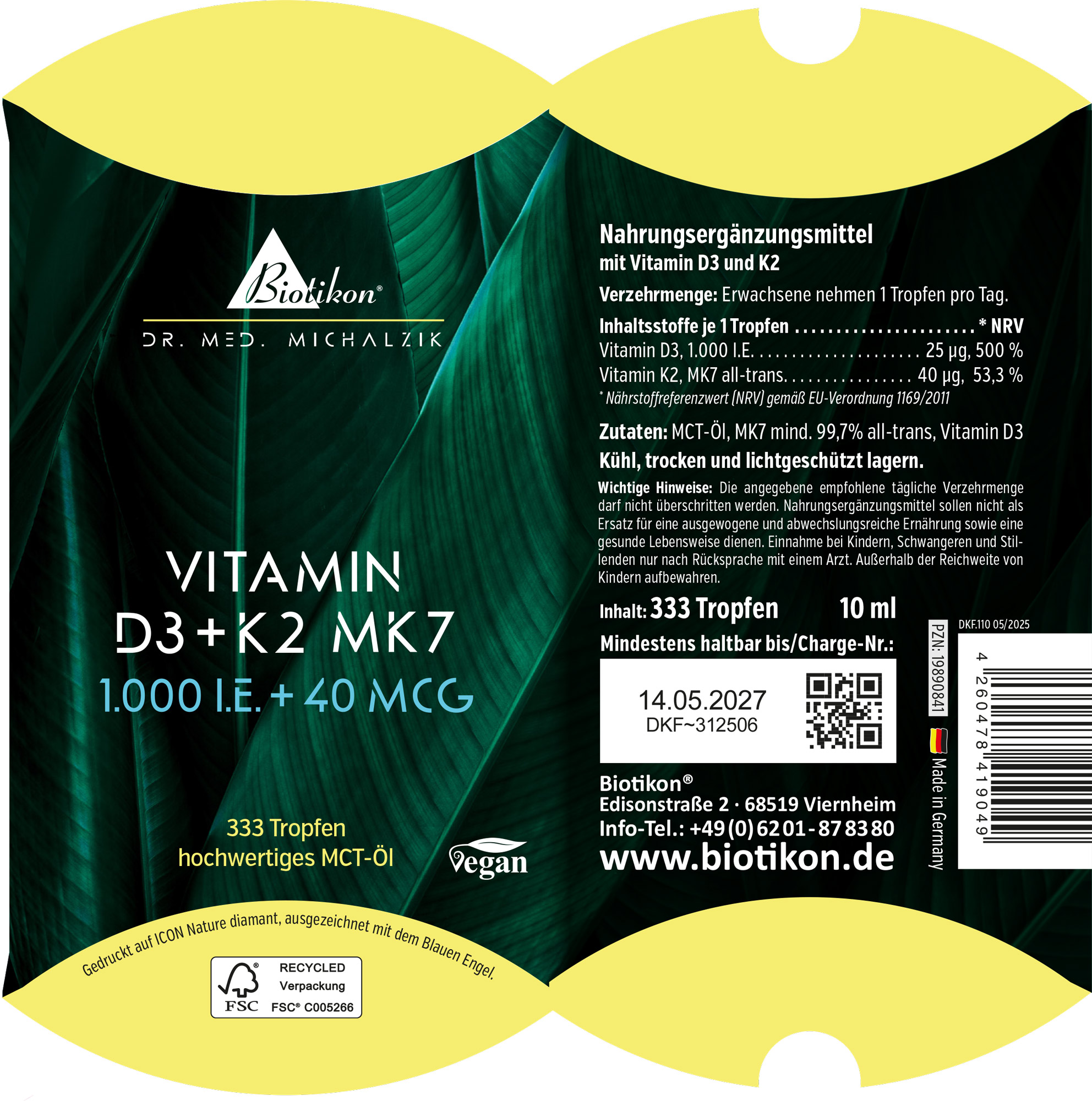 Vitamin D3 + K2 MK7, 1,000 IU + 40 mcg (10 ml)