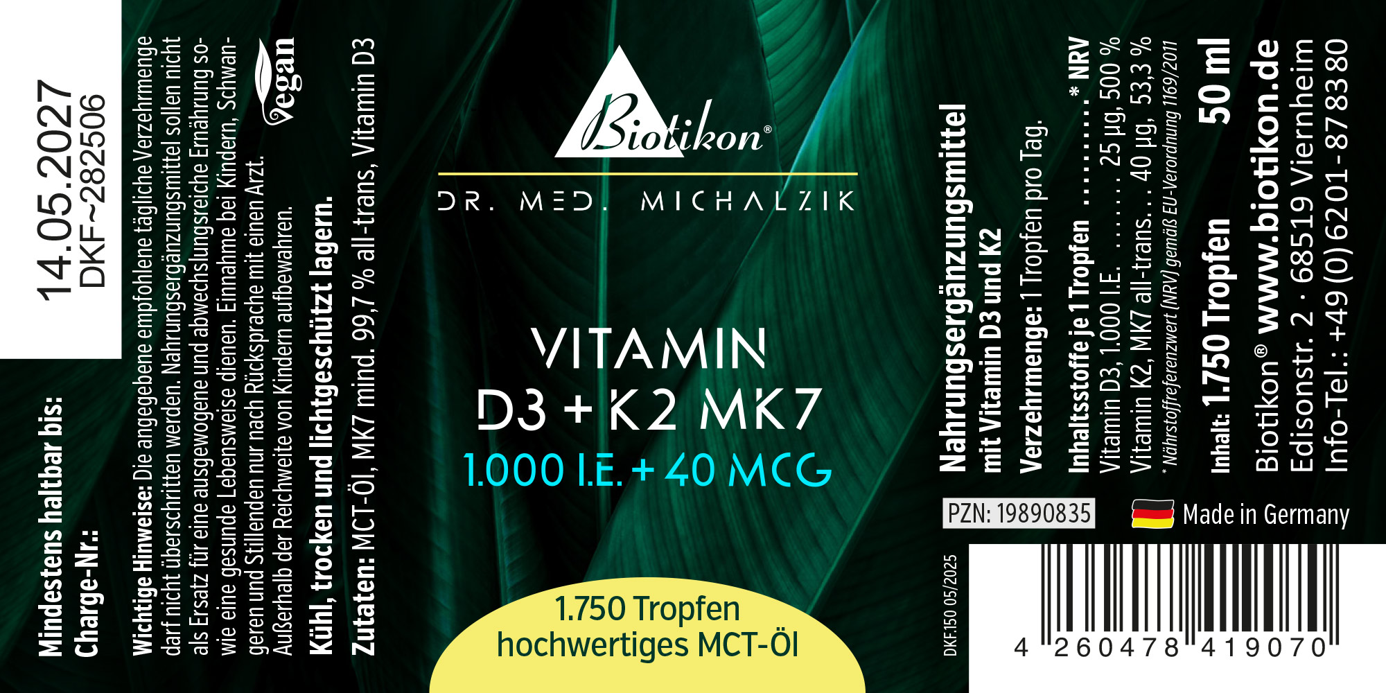 Vitamin D3 + K2 MK7, 1,000 IU + 40 mcg (50 ml)